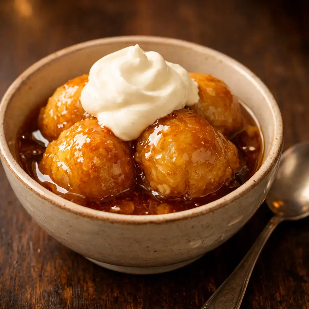 Golden syrup dumplings with double cream