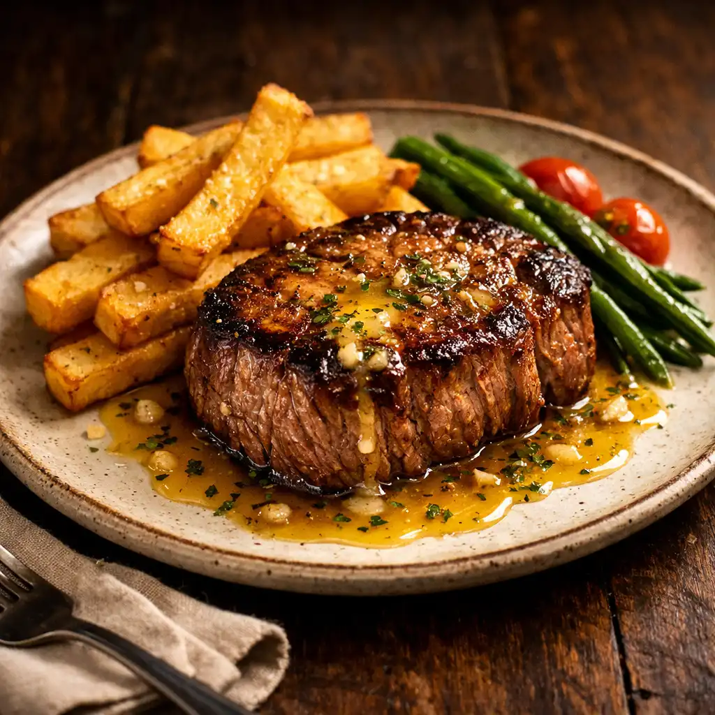 The Golden Chiip Steak with hand-cut chips and golden butter sauce